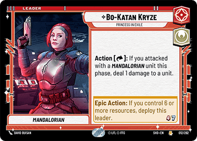 Bo-Katan Kryze - Princess In Exile (SHD) Rare Star Wars Unlimited Fantasy Flight Games Standard Non-Foil