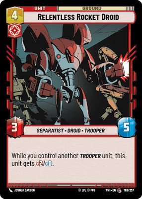 Relentless Rocket Droid (TWI) Common Star Wars Unlimited Fantasy Flight Games Standard Non-Foil
