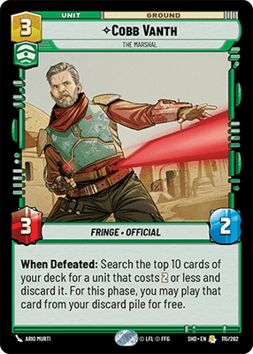 Cobb Vanth - The Marshal (SHD) Rare Star Wars Unlimited Fantasy Flight Games Standard Non-Foil