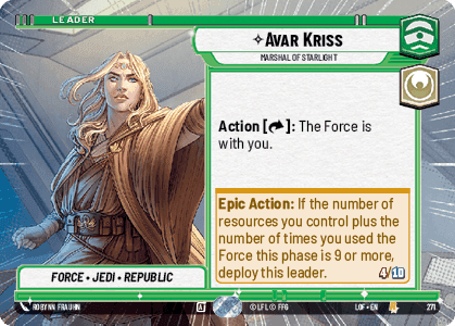 Avar Kriss - Marshal of Starlight (LOF) Rare Fantasy Flight Games Hyperspace Non-Foil