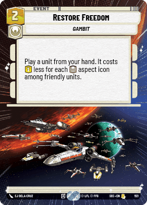 Restore Freedom (SEC) Rare Fantasy Flight Games Hyperspace Non-Foil