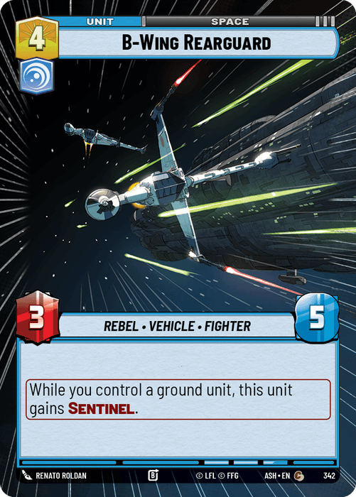 B-Wing Rearguard (ASH) Common Star Wars Unlimited Fantasy Flight Games Hyperspace Non-Foil