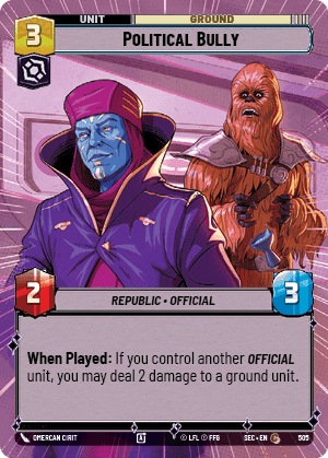 Political Bully (SEC) Common Fantasy Flight Games Hyperspace Non-Foil
