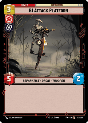 B1 Attack Platform (TWI) Common Star Wars Unlimited Fantasy Flight Games Standard Non-Foil