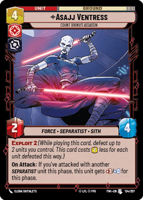 Asajj Ventress - Count Dooku's Assassin (TWI) Uncommon Star Wars Unlimited Fantasy Flight Games Standard Non-Foil