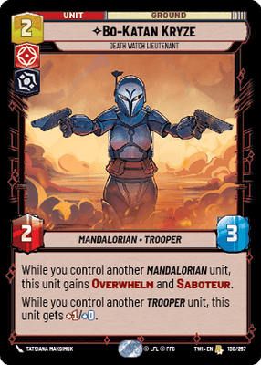 Bo-Katan Kryze - Death Watch Lieutenant (TWI) Rare Star Wars Unlimited Fantasy Flight Games Standard Non-Foil