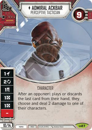 Admiral Ackbar - Perceptive Tactician (AWK) Rare Star Wars Destiny Fantasy Flight Games