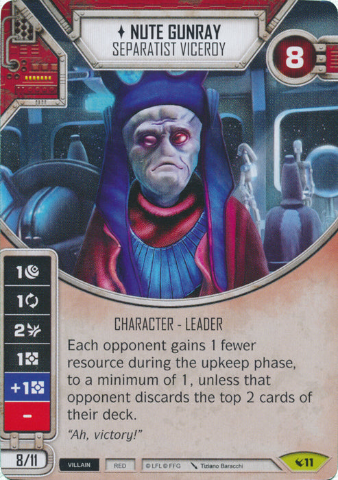 Nute Gunray - Separatist Viceroy (LEG) Rare Star Wars Destiny Fantasy Flight Games