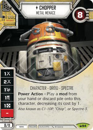 Chopper - Metal Menace (SOH) Rare Star Wars Destiny Fantasy Flight Games