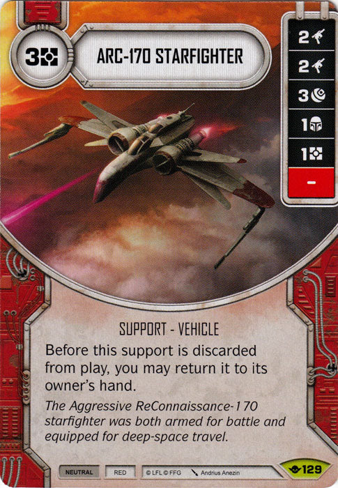 ARC-170 Starfighter (WotF) Rare Star Wars Destiny Fantasy Flight Games