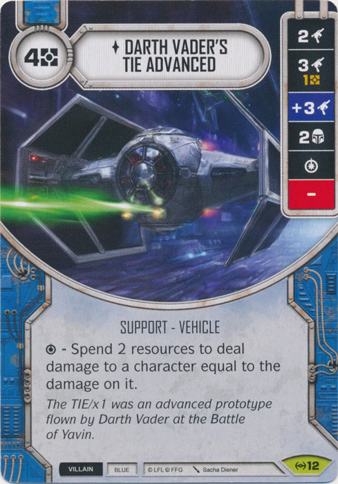 Darth Vader's TIE Advanced (EAW) Rare Star Wars Destiny Fantasy Flight Games