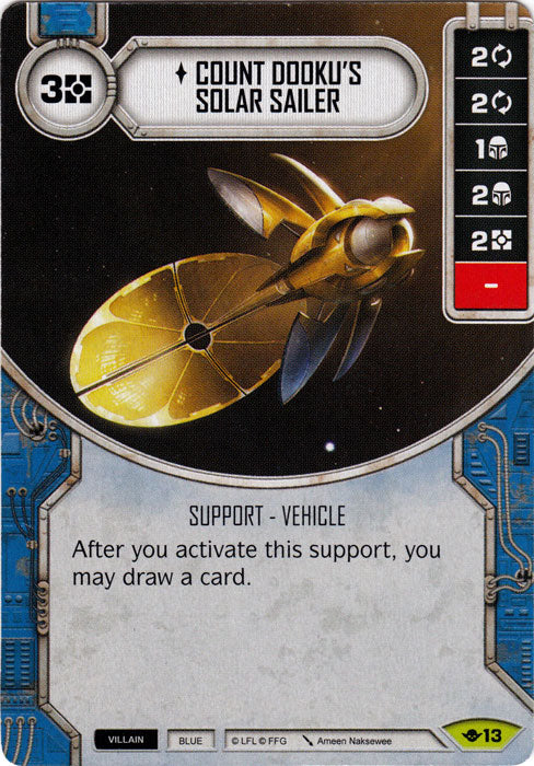 Count Dooku's Solar Sailer (WotF) Rare Star Wars Destiny Fantasy Flight Games