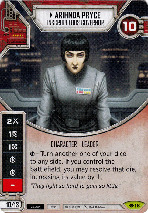 Arihnda Pryce - Unscrupulous Governor (WotF) Rare Star Wars Destiny Fantasy Flight Games