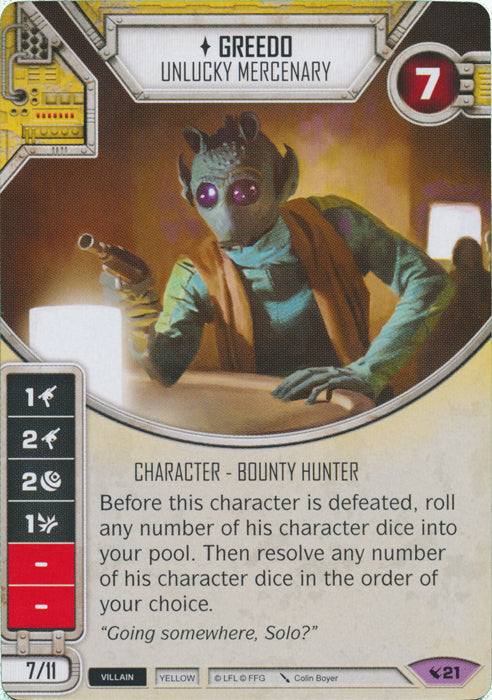 Greedo - Unlucky Mercenary (LEG) Legendary Star Wars Destiny Fantasy Flight Games