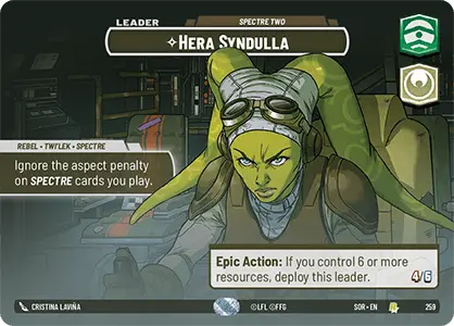 Hera Syndulla - Spectre Two (SOR) Rare Star Wars Unlimited Fantasy Flight Games Showcase Foil