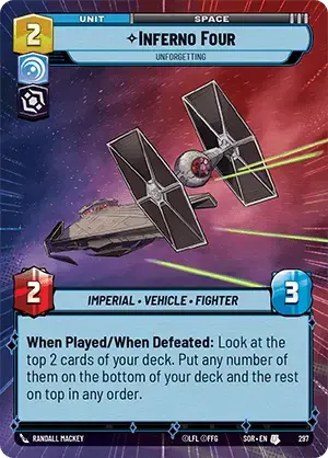 Inferno Four - Unforgetting (SOR) Uncommon Star Wars Unlimited Fantasy Flight Games Hyperspace Non-Foil