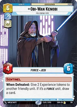 Obi-Wan Kenobi - Following Fate (SOR) Rare Star Wars Unlimited Fantasy Flight Games Hyperspace Non-Foil
