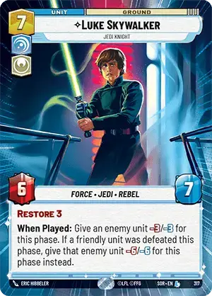 Luke Skywalker - Jedi Knight (SOR) Legendary Star Wars Unlimited Fantasy Flight Games Hyperspace Non-Foil