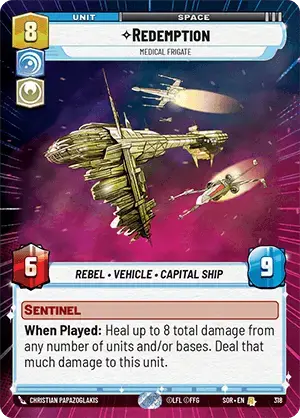 Redemption - Medical Frigate (SOR) Rare Star Wars Unlimited Fantasy Flight Games Hyperspace Non-Foil