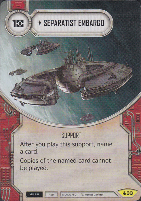 Separatist Embargo (SOH) Uncommon Star Wars Destiny Fantasy Flight Games