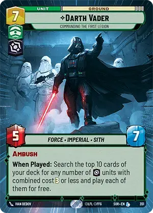 Darth Vader - Commanding the First Legion (SOR) Legendary Star Wars Unlimited Fantasy Flight Games Hyperspace Non-Foil