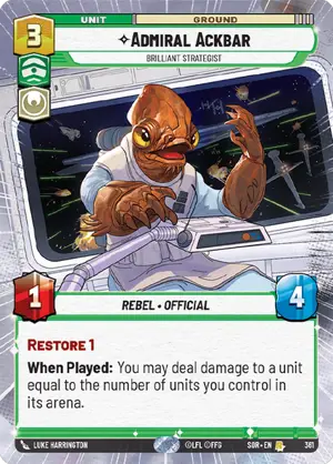 Admiral Ackbar - Brilliant Strategist (SOR) Rare Star Wars Unlimited Fantasy Flight Games Hyperspace Non-Foil