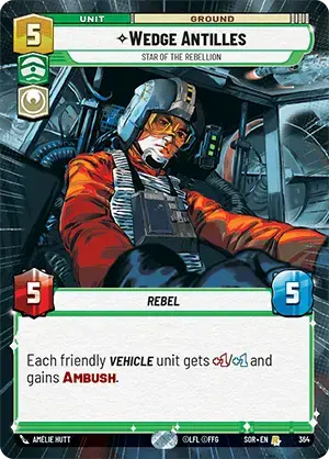 Wedge Antilles - Star of the Rebellion (SOR) Rare Star Wars Unlimited Fantasy Flight Games Hyperspace Non-Foil