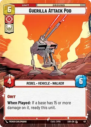 Guerilla Attack Pod (SOR) Common Star Wars Unlimited Fantasy Flight Games Hyperspace Non-Foil