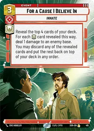 For a Cause I Believe In (SOR) Rare Star Wars Unlimited Fantasy Flight Games Hyperspace Non-Foil