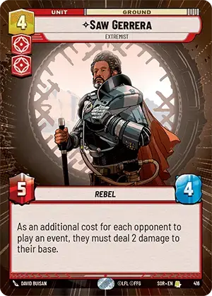 Saw Gerrera - Extremist (SOR) Rare Star Wars Unlimited Fantasy Flight Games Hyperspace Non-Foil