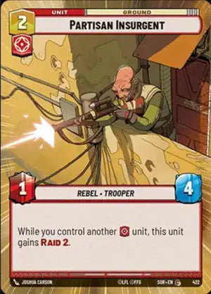 Partisan Insurgent (SOR) Common Star Wars Unlimited Fantasy Flight Games Hyperspace Non-Foil