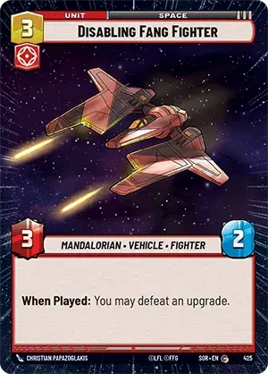 Disabling Fang Fighter (SOR) Common Star Wars Unlimited Fantasy Flight Games Hyperspace Non-Foil