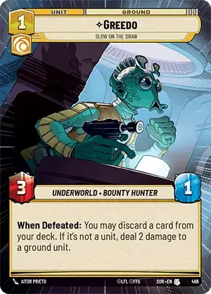 Greedo - Slow on the Draw (SOR) Uncommon Star Wars Unlimited Fantasy Flight Games Hyperspace Non-Foil