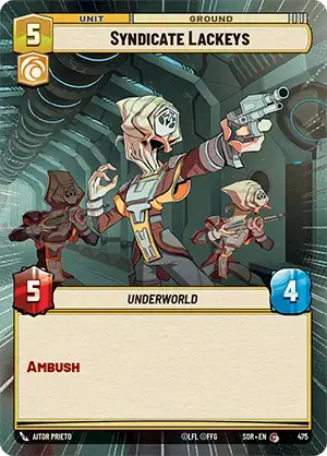 Syndicate Lackeys (SOR) Common Star Wars Unlimited Fantasy Flight Games Hyperspace Non-Foil