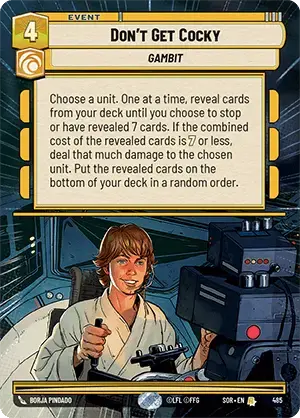 Don't Get Cocky (SOR) Rare Star Wars Unlimited Fantasy Flight Games Hyperspace Non-Foil
