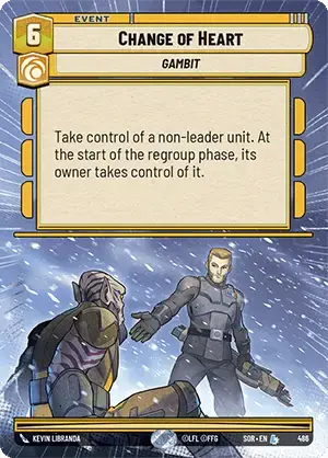 Change of Heart (SOR) Legendary Star Wars Unlimited Fantasy Flight Games Hyperspace Non-Foil