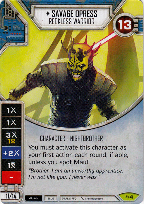 Savage Opress - Reckless Warrior (ATG) Rare Star Wars Destiny Fantasy Flight Games