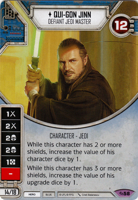 Qui-Gon Jinn - Defiant Jedi Master (ATG) Legendary Star Wars Destiny Fantasy Flight Games