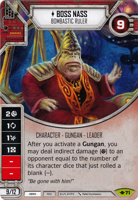Boss Nass - Bombastic Ruler (WotF) Rare Star Wars Destiny Fantasy Flight Games