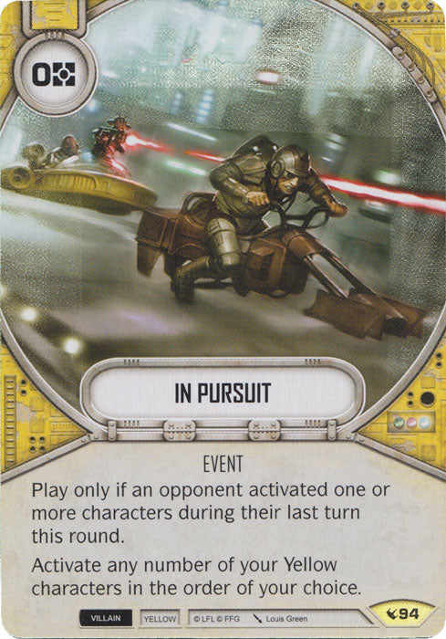 In Pursuit (LEG) Uncommon Star Wars Destiny Fantasy Flight Games