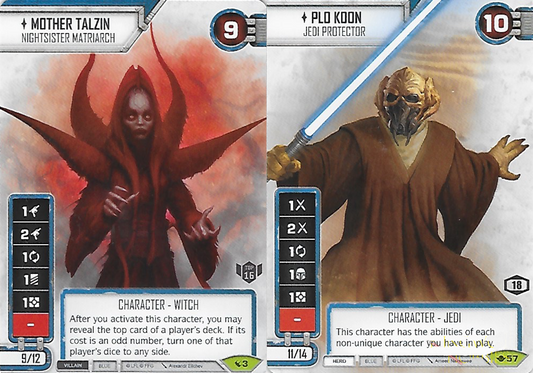 Mother Talzin – Nightsister Matriarch / Plo Koon – Jedi Protector (LEG / WotF) Spotgloss Promo (Card only) Star Wars Destiny Fantasy Flight Games