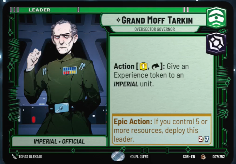 Grand Moff Tarkin - Oversector Governor (SOR) Common Star Wars Unlimited Fantasy Flight Games Standard Non-Foil