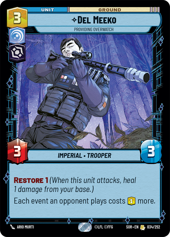 Del Meeko - Providing Overwatch (SOR) Rare Star Wars Unlimited Fantasy Flight Games Standard Non-Foil