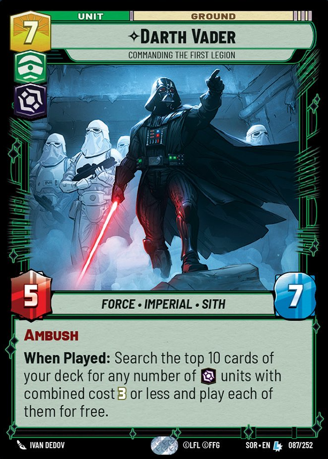 Darth Vader - Commanding the First Legion (SOR) Legendary Star Wars Unlimited Fantasy Flight Games Standard Non-Foil