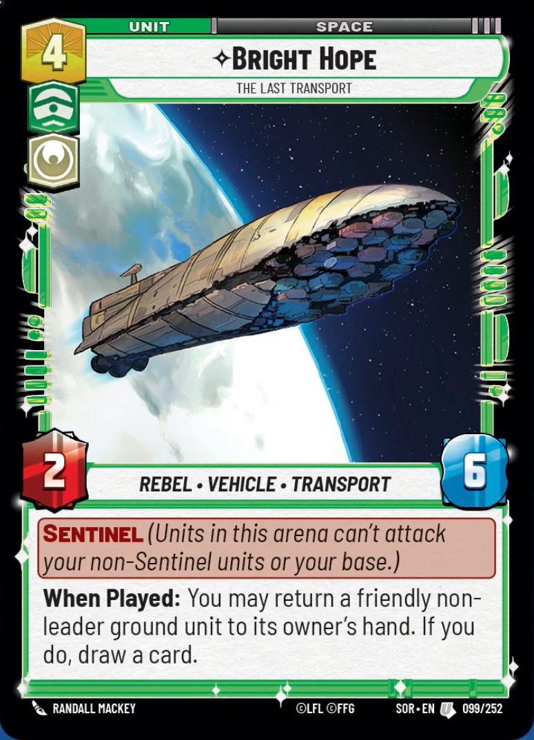 Bright Hope - The Last Transport (SOR) Uncommon Star Wars Unlimited Fantasy Flight Games Standard Non-Foil