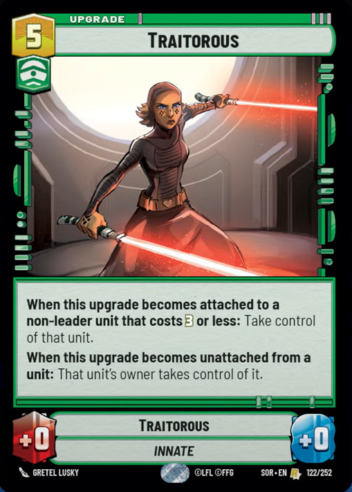 Traitorous (SOR) Rare Star Wars Unlimited Fantasy Flight Games Standard Non-Foil