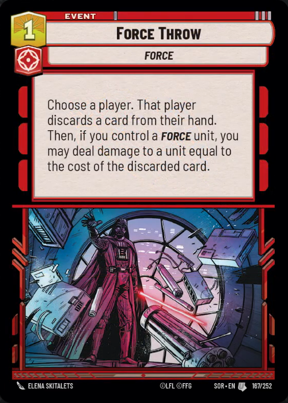 Force Throw (SOR) Uncommon Star Wars Unlimited Fantasy Flight Games Standard Non-Foil