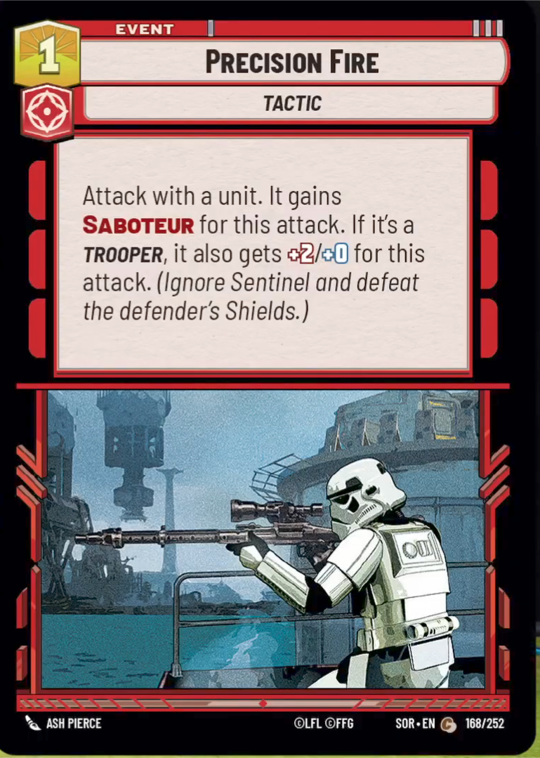 Precision Fire (SOR) Common Star Wars Unlimited Fantasy Flight Games Standard Non-Foil