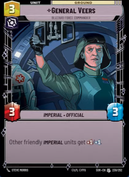 General Veers - Blizzard Force Commander (SOR) Uncommon Star Wars Unlimited Fantasy Flight Games Standard Non-Foil