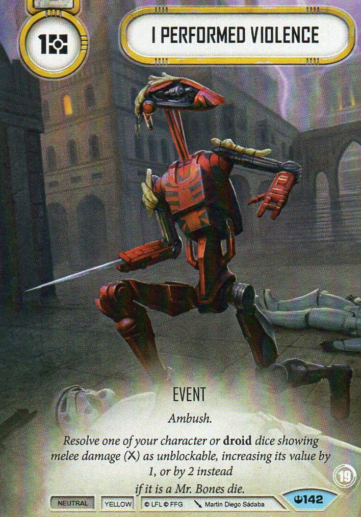 I Performed Violence (SOH) Promo Star Wars Destiny Fantasy Flight Games